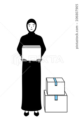 攜帶紙板的伊斯蘭婦女 106807905