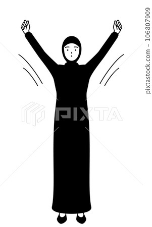 Islamic woman doing radio exercises Islamic woman doing radio exercises 106807909