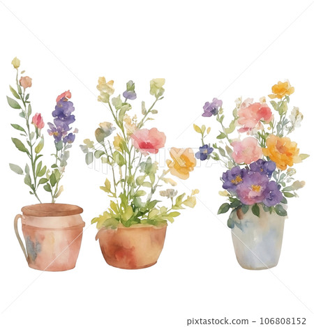 flower pot watercolor flower pot watercolor 106808152