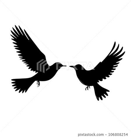 Bird silhouettes, bird flying and standing silhouettes detailed 106808254