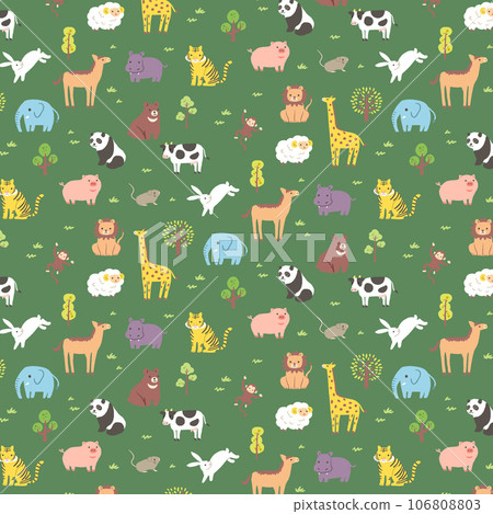 Cute animal illustration pattern Cute animal illustration pattern 106808803