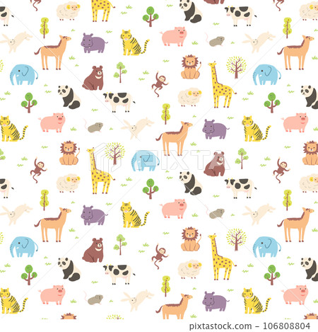 Cute animal illustration pattern 106808804