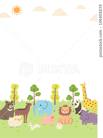 可愛的動物插畫框架 可愛的動物插畫框架 106808839