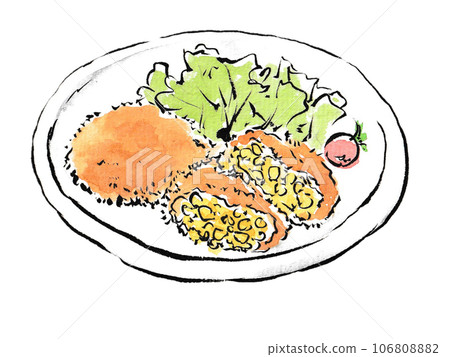 水彩餡料突出的玉米炸丸子 106808882