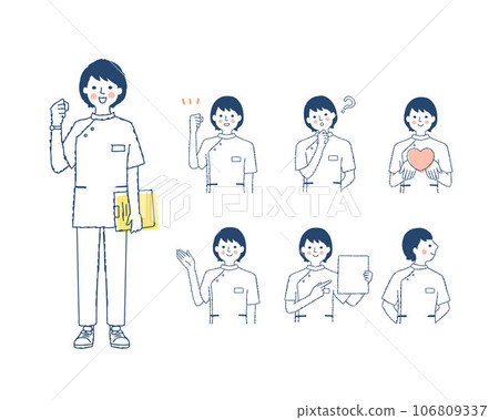 Female medical worker's facial expression_i-7 variation set 106809337