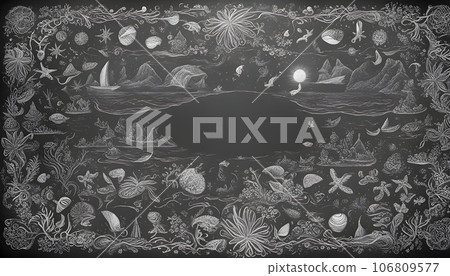 【材質】黑板畫【夜晚的海灘】 106809577