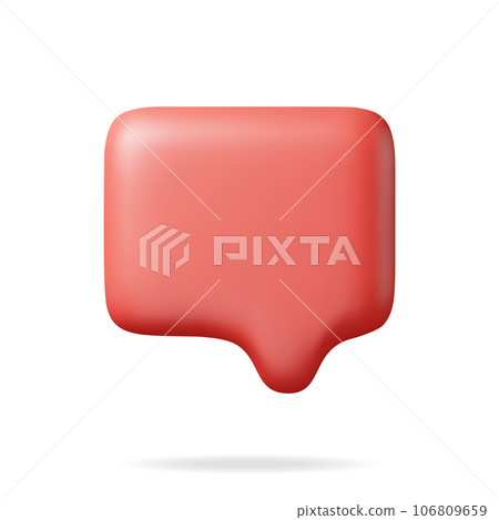 3D Red Blank Speech Bubble Isolated on White 106809659
