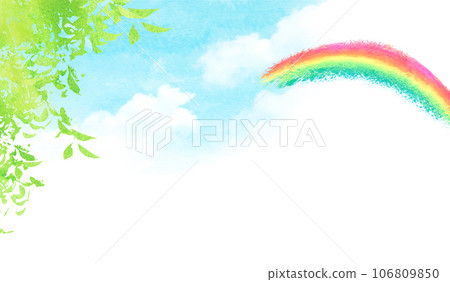 Fresh green and rainbow background material watercolor illustration 106809850