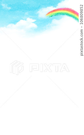 清新的綠色和彩虹背景材料水彩插圖 106809852