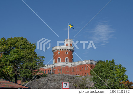 beautiful historical Kastellet citadel on islet Kastellholmen in central Stockholm Sweden beautiful historical Kastellet citadel on islet Kastellholmen in central Stockholm Sweden 106810182