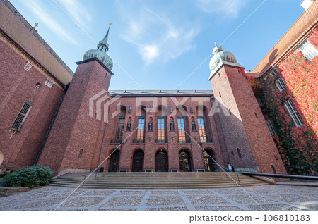 Scenic summer view of the Stadshus City Hall castle in the Old Town Gamla Stan in Stockholm, Sweden Scenic summer view of the Stadshus City Hall castle in the Old Town Gamla Stan in Stockholm, Sweden 106810183