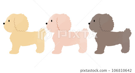 手繪簡單的可愛玩具貴賓犬插圖，橫向，無主線 106810642
