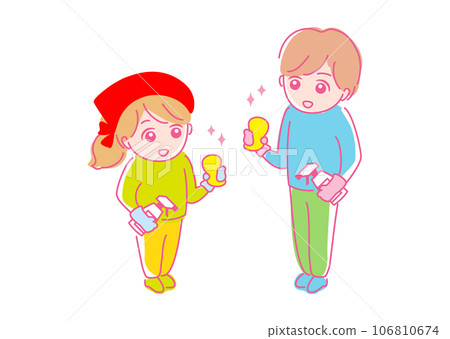Illustration material: Spring cleaning_end of the year_cleaning_season_man and woman 106810674