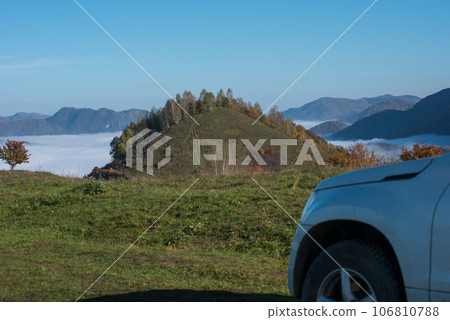 White car in the mountains White car in the mountains 106810788