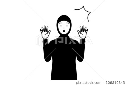 伊斯蘭婦女驚訝地舉手 伊斯蘭婦女驚訝地舉手 106810843