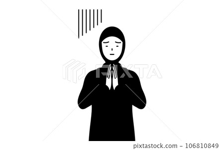 伊斯蘭婦女雙手合十在身前道歉 106810849