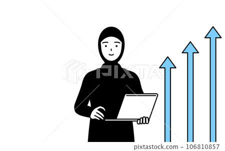 業務改善成功的伊斯蘭女性 DX 的形象 業務改善成功的伊斯蘭女性 DX 的形象 106810857