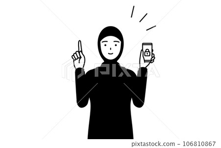 伊斯蘭婦女為她的智能手機採取安全措施 伊斯蘭婦女為她的智能手機採取安全措施 106810867