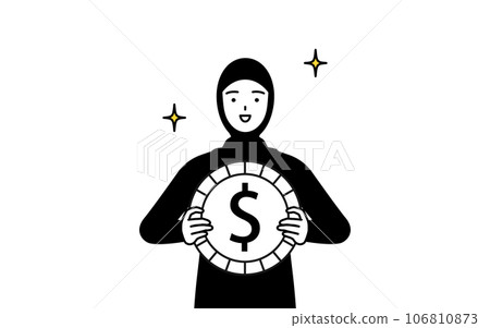 外匯收益和強勢美元的形象,伊斯蘭婦女 外匯收益和強勢美元的形象,伊斯蘭婦女 106810873
