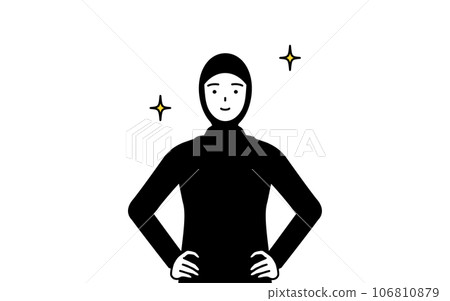 雙手放在臀部的伊斯蘭婦女 雙手放在臀部的伊斯蘭婦女 106810879