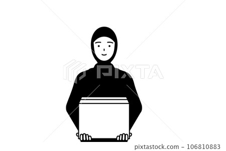 攜帶紙板的伊斯蘭婦女 106810883