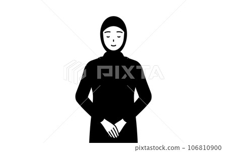 伊斯蘭婦女雙手合十鞠躬 106810900