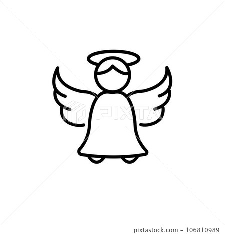Holy angel line icon. linear style sign for mobile concept and web design. Angel with wings and halo outline vector symbol. Symbol, logo illustration. 106810989