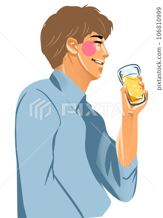 man happily drinking beer man happily drinking beer 106810999