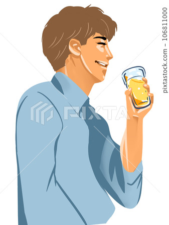 man happily drinking beer man happily drinking beer 106811000