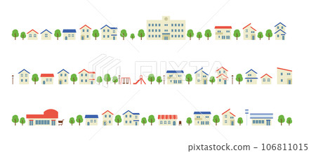 Summer cityscape illustration set 106811015