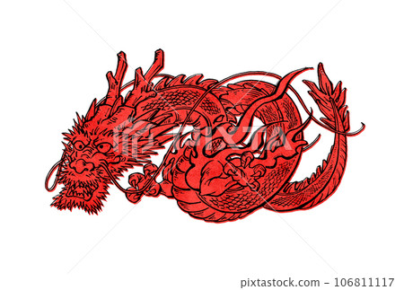 新年賀卡2024年插畫龍 新年賀卡2024年插畫龍 106811117