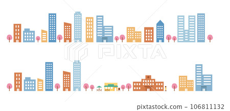 Spring building street illustration set 106811132
