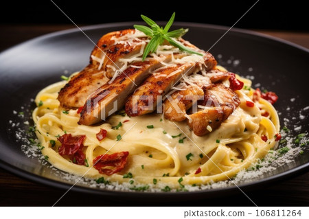 Chicken breast dish with dried tomatoes parmesan cheese and heavy cream Chicken breast dish with dried tomatoes parmesan cheese and heavy cream 106811264