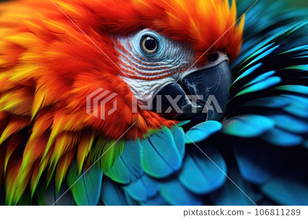 Portrait of a parrot close-up Portrait of a parrot close-up 106811289