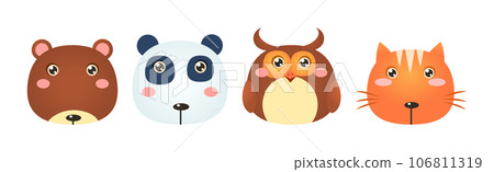 Cute Animal Funny Head and Snout Vector Set Cute Animal Funny Head and Snout Vector Set 106811319