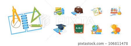 Educational and School Subject Supply and Element Vector Set Educational and School Subject Supply and Element Vector Set 106811478