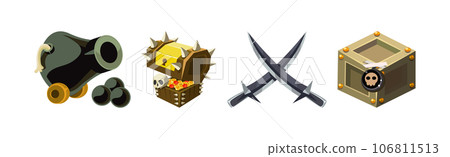 Pirate Adventure Game Icon and Element Vector Set 106811513