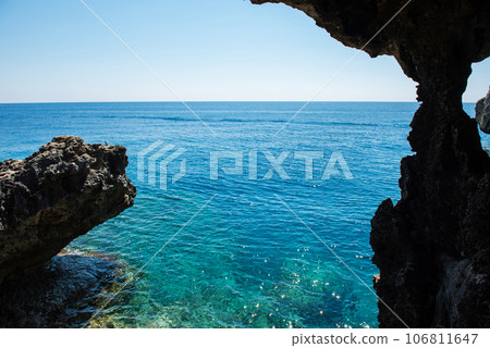 Sea view from a cave Sea view from a cave 106811647