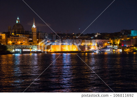 Valletta at night. View from Sliema. Malta Valletta at night. View from Sliema. Malta 106811692