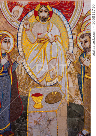 Religious christian mosaics in Ta Pinu, Malta Religious christian mosaics in Ta Pinu, Malta 106811710