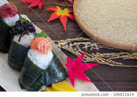 Image of harvest: rice and rice balls Image of harvest: rice and rice balls 106811824