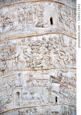 Detail of the Column of Traianus, Trajan's column. Rome, Italy 106811942