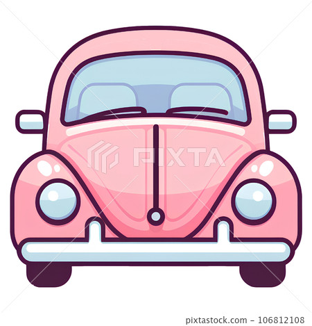 cartoon, cute, pink, car, illustration, vehicle, design, drive, background, retro, art, transport, automobile, isolated, auto, transportation, card, vintage, toy, baby, beautiful, girl, graphic, fashi 106812108