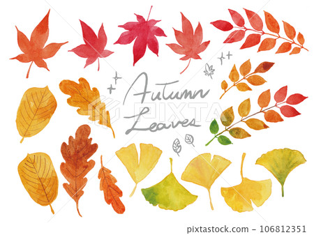 秋葉手繪水彩插圖集 秋葉手繪水彩插圖集 106812351