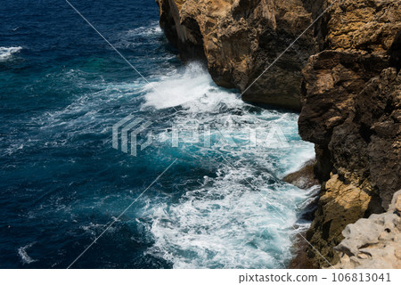 Blue hole and the collapsed Azure window. Gozo, Malta 106813041