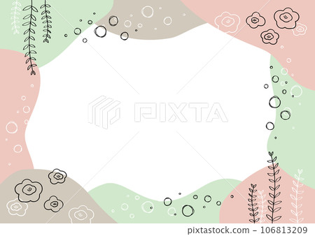 Hand-drawn plant frame pink green 106813209
