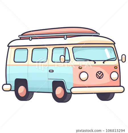 cartoon, van, illustration, car, vehicle, auto, truck, design, isolated, transportation, transport, background, delivery, travel, icon, flat, business, fast, white, trip, holiday, service, deliver 106813294