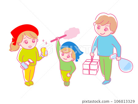 Illustration material: Spring cleaning_end of the year_cleaning_season_family 106813329