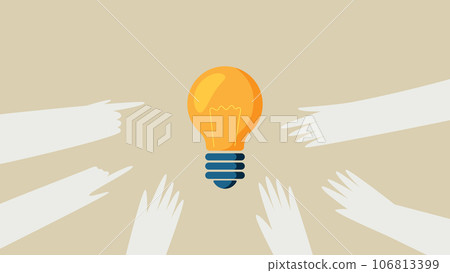 Vector illustration of multiple hands trying to grab a light bulb. Vector illustration of multiple hands trying to grab a light bulb. 106813399