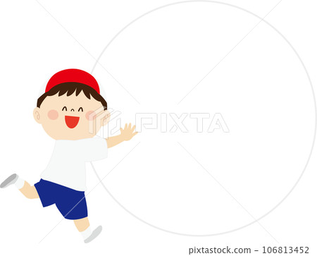 白隊中一個可愛男孩滾球的插圖 白隊中一個可愛男孩滾球的插圖 106813452